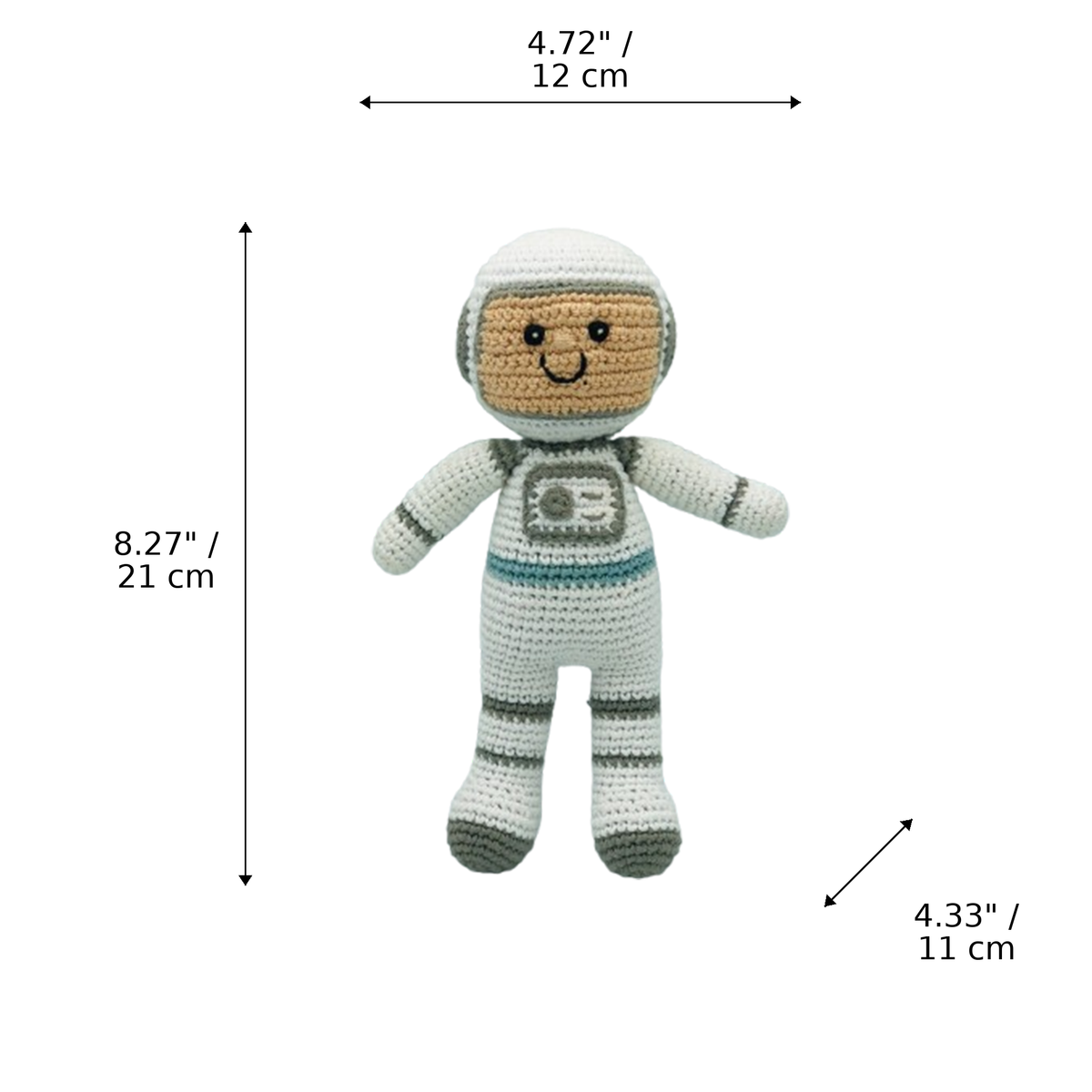 LS2490 - Astronaut Rattle dimensions