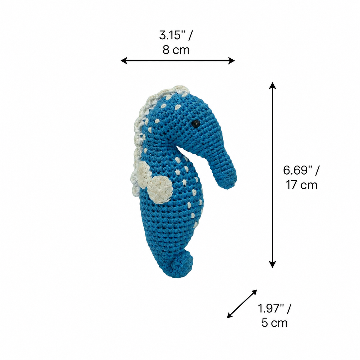 LS2568 - Seahorse Rattle - Blue dimensions