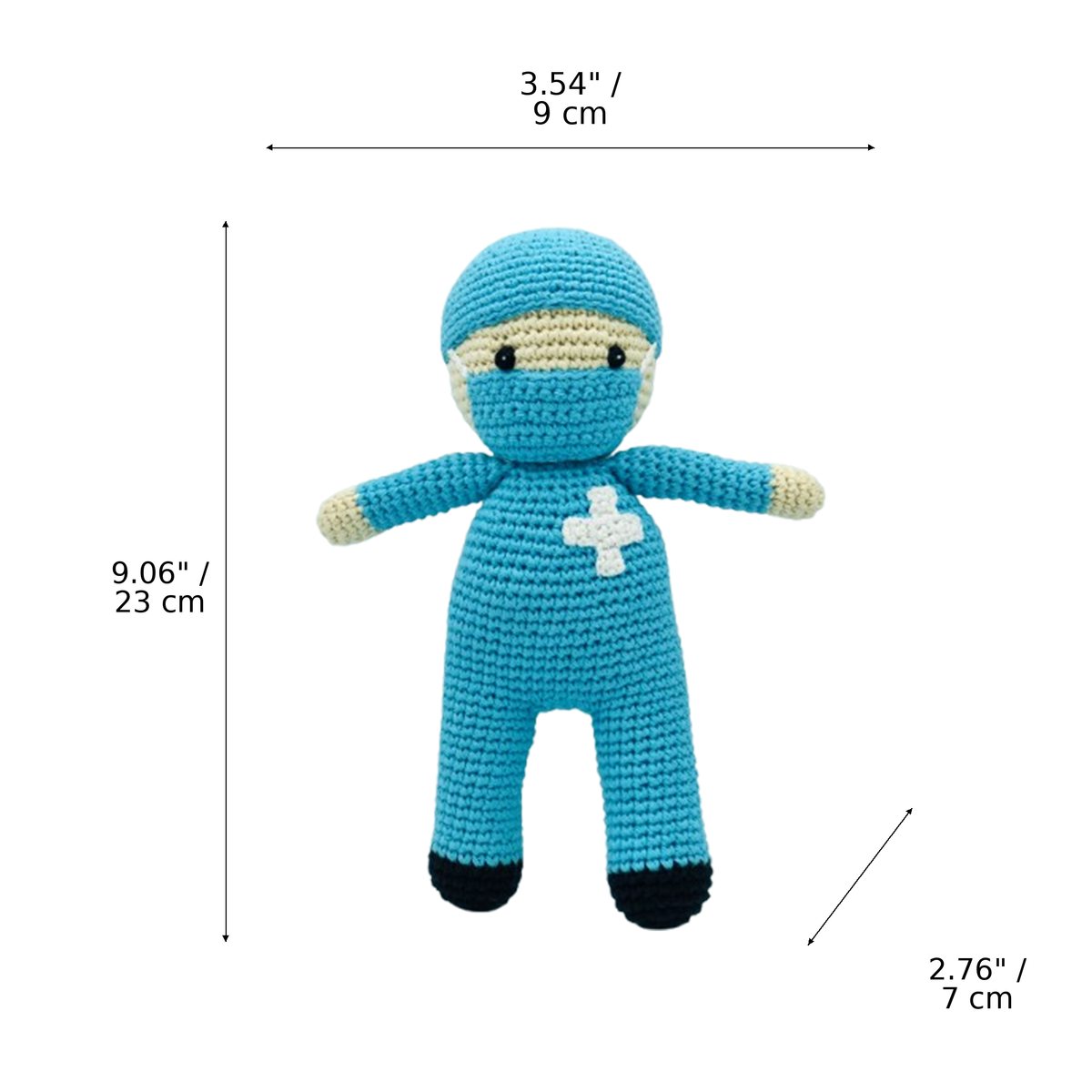 LS2493 - Nurse Rattle - Blue dimensions