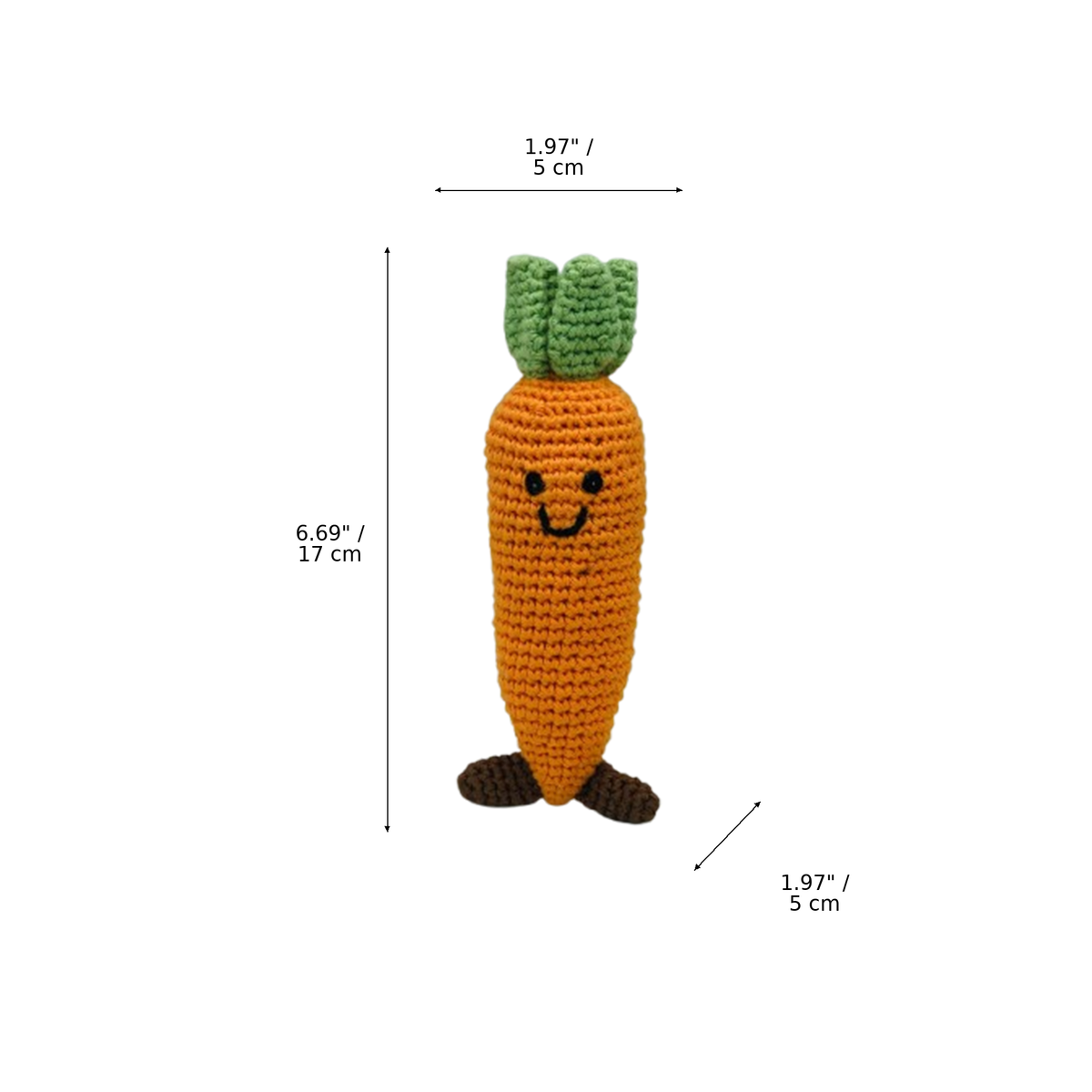LS2521 - Carrot Rattle dimensions