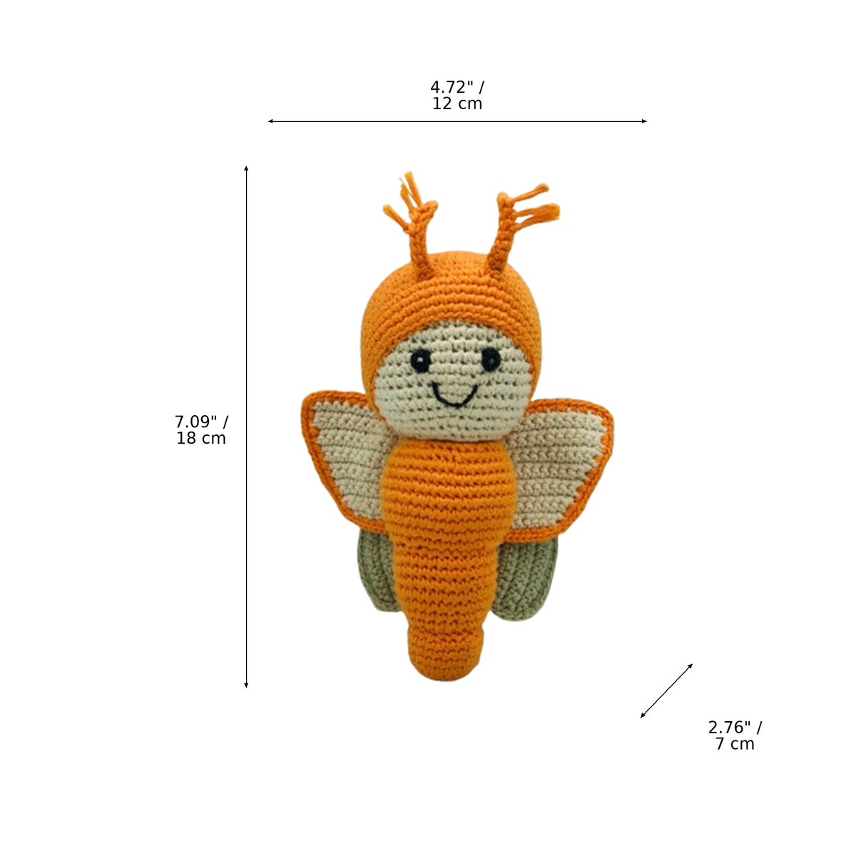 LS2541 - Butterfly Rattle - Orange dimensions